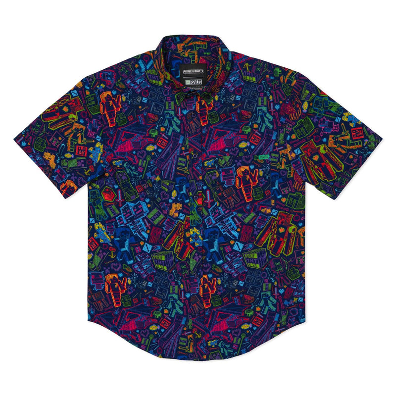 RSVLTS Neon Block Party KUNUFLEX Short Sleeve Shirt in Black — detail 5