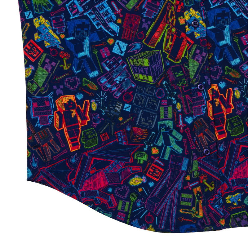 RSVLTS Neon Block Party KUNUFLEX Short Sleeve Shirt in Black — detail 7