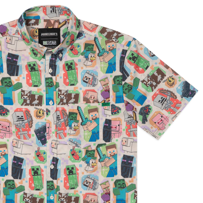 RSVLTS Mob Menagerie KUNUFLEX Short Sleeve Shirt in Multicolor — front view