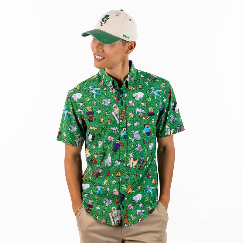 RSVLTS Overworld Odyssey KUNUFLEX Short Sleeve Shirt in Green — detail 2