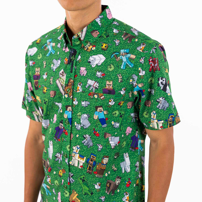 RSVLTS Overworld Odyssey KUNUFLEX Short Sleeve Shirt in Green — detail 4