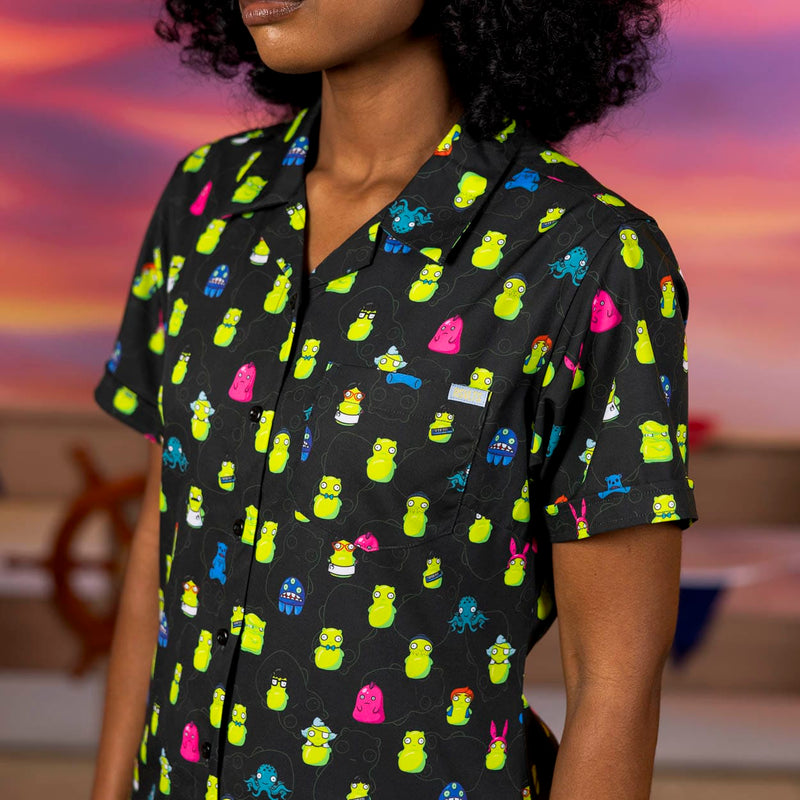 RSVLTS Kuchi Karacters Women's KUNUFLEX Short Sleeve Shirt in Black — detail 3