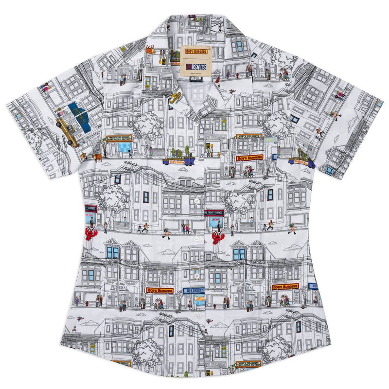 RSVLTS Welcome to Ocean Avenue Women's KUNUFLEX Short Sleeve Shirt in Gray — detail 2
