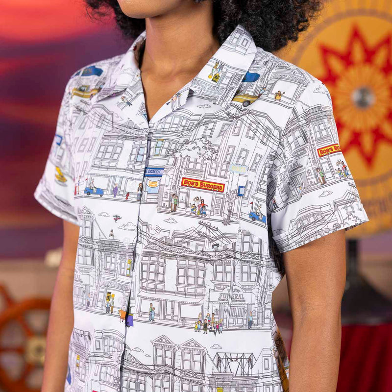 RSVLTS Welcome to Ocean Avenue Women's KUNUFLEX Short Sleeve Shirt in Gray — detail 3