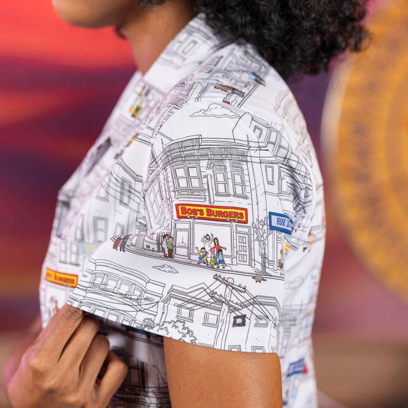 RSVLTS Welcome to Ocean Avenue Women's KUNUFLEX Short Sleeve Shirt in Gray — detail 7