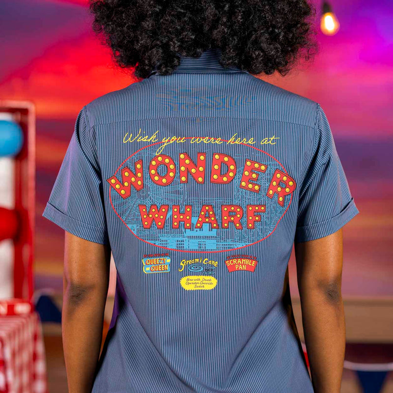 RSVLTS Wonder Wharf Women's KUNUFLEX Short Sleeve Shirt in Blue — detail 3