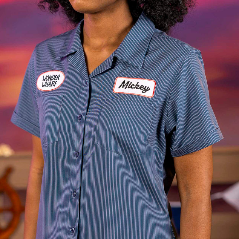 RSVLTS Wonder Wharf Women's KUNUFLEX Short Sleeve Shirt in Blue — detail 5