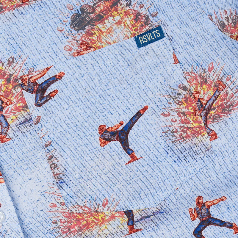 RSVLTS Side Kicks KUNUFLEX Short Sleeve Shirt in Blue — detail 4