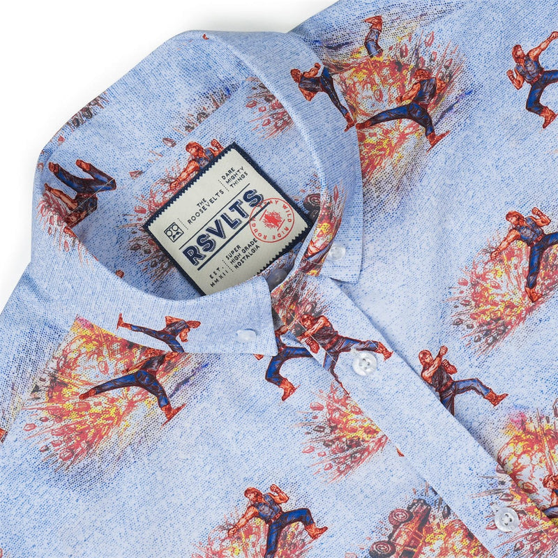 RSVLTS Side Kicks KUNUFLEX Short Sleeve Shirt in Blue — detail 6