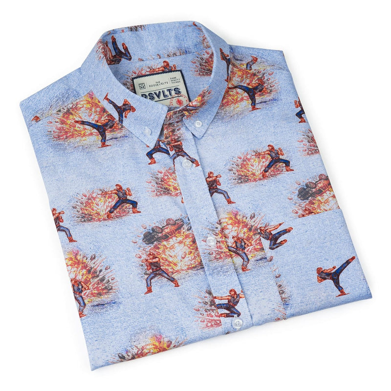 RSVLTS Side Kicks KUNUFLEX Short Sleeve Shirt in Blue — detail 8