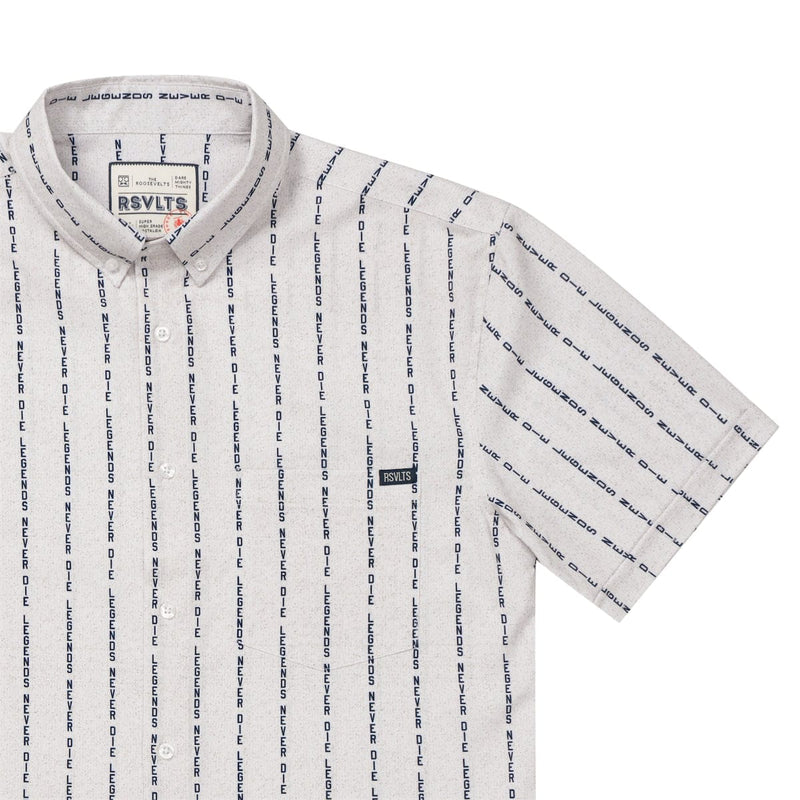 RSVLTS LND Pinstripe KUNUFLEX Short Sleeve Shirt in White — detail 2