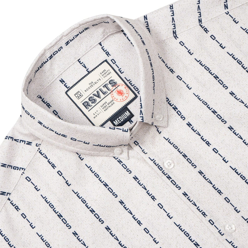 RSVLTS LND Pinstripe KUNUFLEX Short Sleeve Shirt in White — detail 6