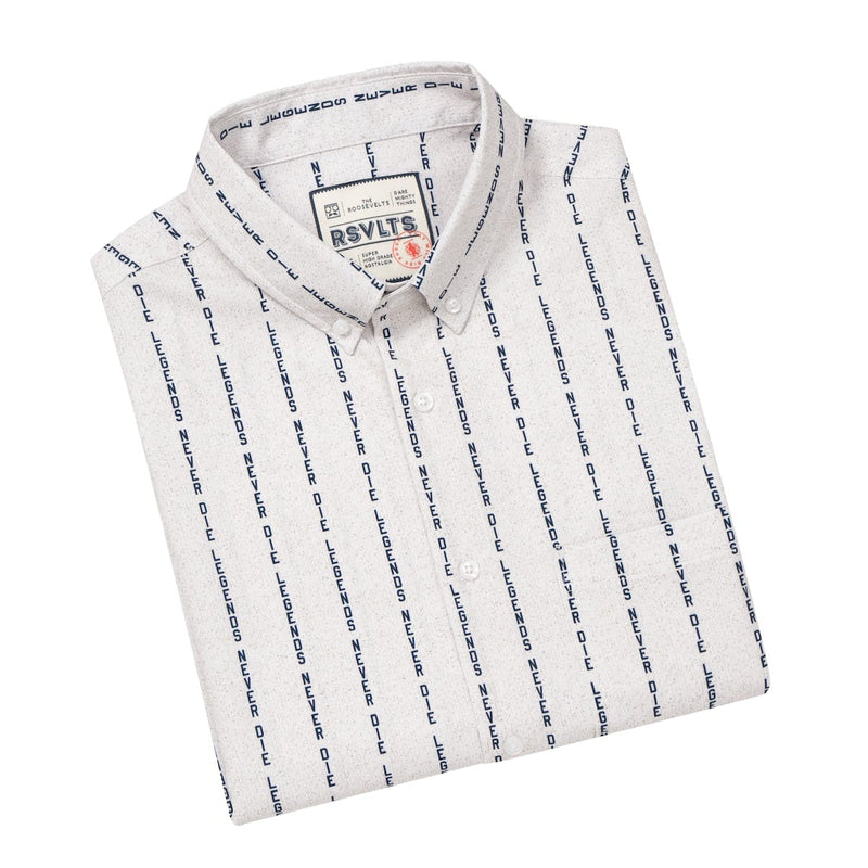 RSVLTS LND Pinstripe KUNUFLEX Short Sleeve Shirt in White — detail 8