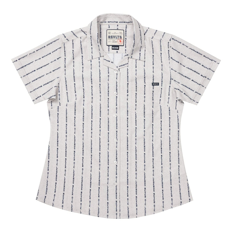 RSVLTS LND Pinstripe Women's KUNUFLEX Short Sleeve Shirt in White — detail 2