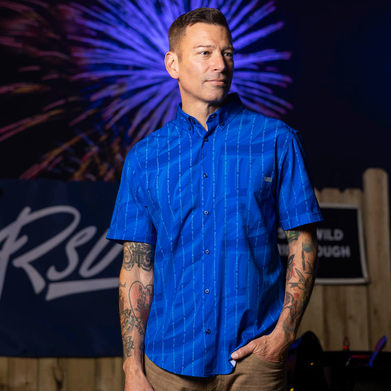 RSVLTS For Emma KUNUFLEX Short Sleeve Shirt in Blue — detail 3