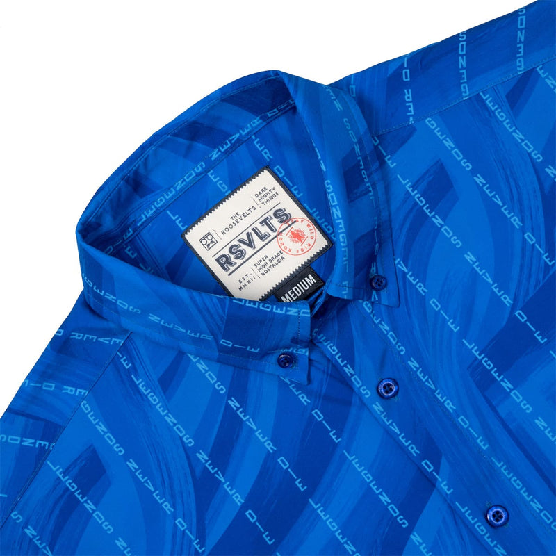 RSVLTS For Emma KUNUFLEX Short Sleeve Shirt in Blue — detail 7