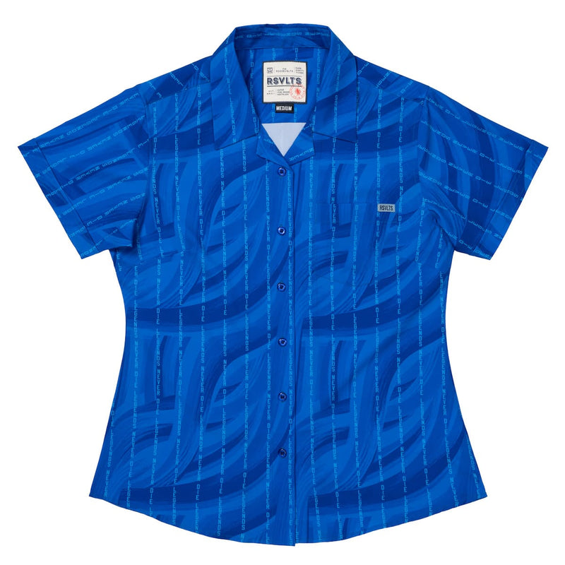 RSVLTS For Emma Women's KUNUFLEX Short Sleeve Shirt in Blue — detail 2