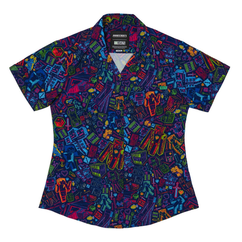 RSVLTS Neon Block Party Women's KUNUFLEX Short Sleeve Shirt in Black — detail 2