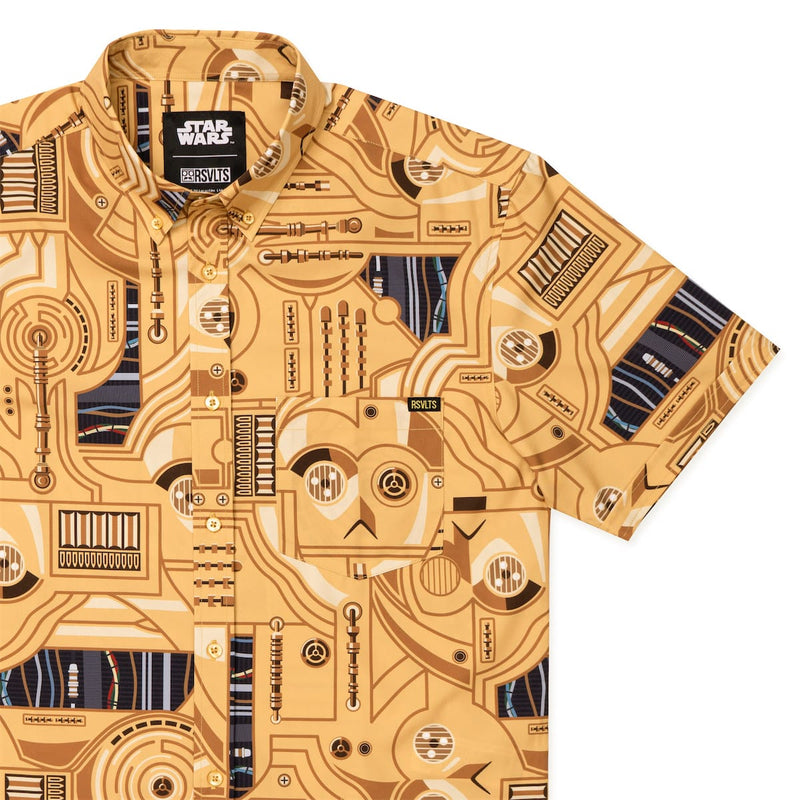 RSVLTS Oh Dear! KUNUFLEX Short Sleeve Shirt in Yellow — front view