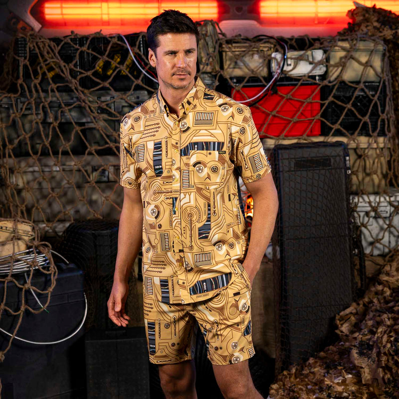 RSVLTS Oh Dear! KUNUFLEX Short Sleeve Shirt in Yellow — detail 4