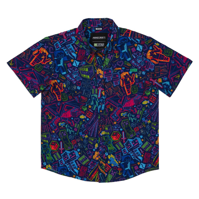 RSVLTS Neon Block Party Youth KUNUFLEX Short Sleeve Shirt in Black — detail 2