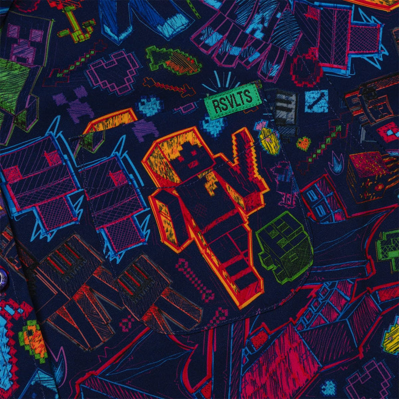 RSVLTS Neon Block Party Youth KUNUFLEX Short Sleeve Shirt in Black — detail 3