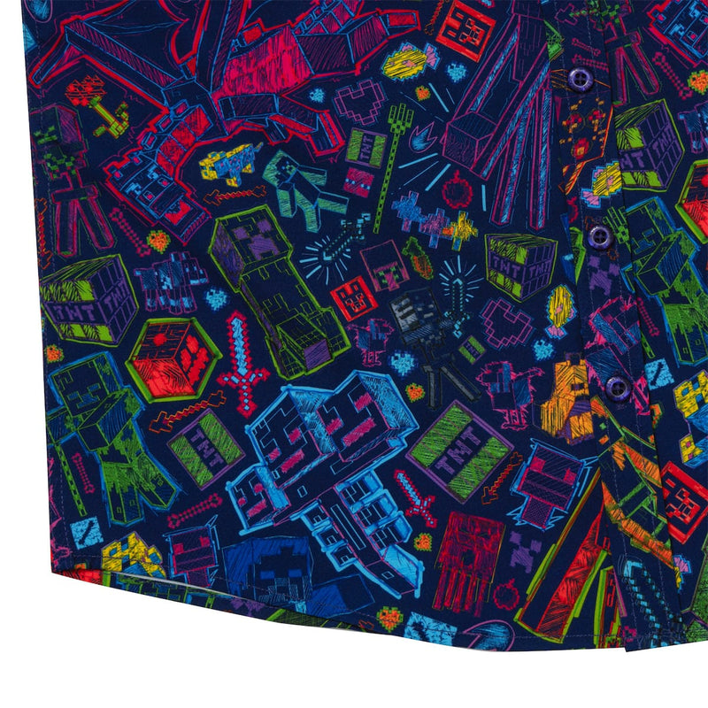 RSVLTS Neon Block Party Youth KUNUFLEX Short Sleeve Shirt in Black — detail 5