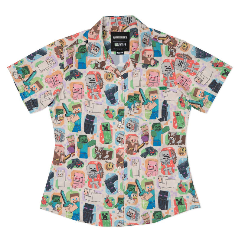 RSVLTS Mob Menagerie Women's KUNUFLEX Short Sleeve Shirt in Multicolor — detail 2