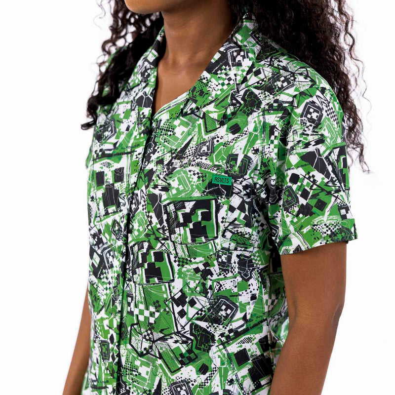 RSVLTS Short Fuse Women's KUNUFLEX Short Sleeve Shirt in Green — detail 3
