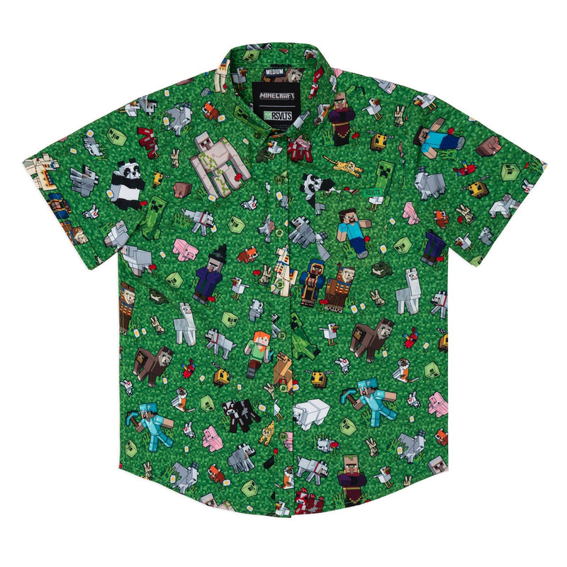 RSVLTS Overworld Odyssey Youth KUNUFLEX Short Sleeve Shirt in Green — detail 2