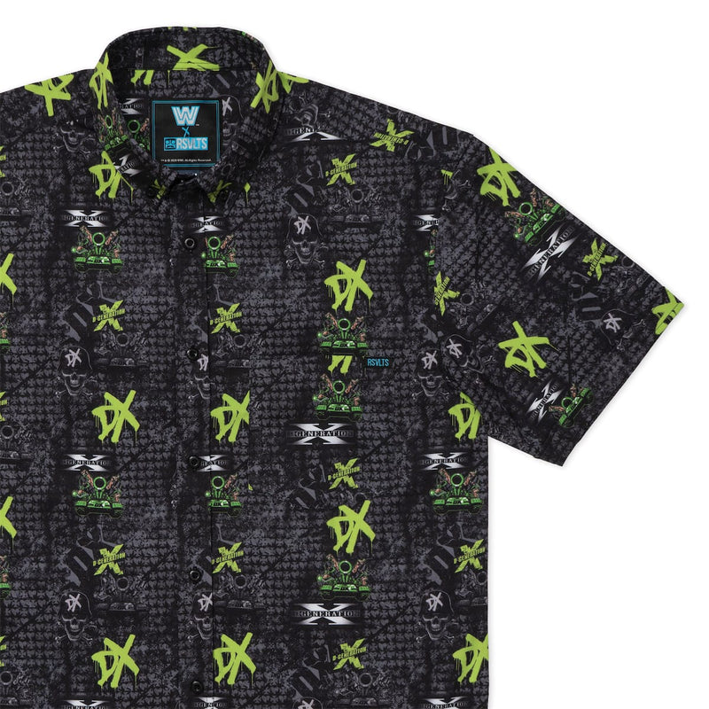 RSVLTS D-Generation X KUNUFLEX Short Sleeve Shirt in Black — front view