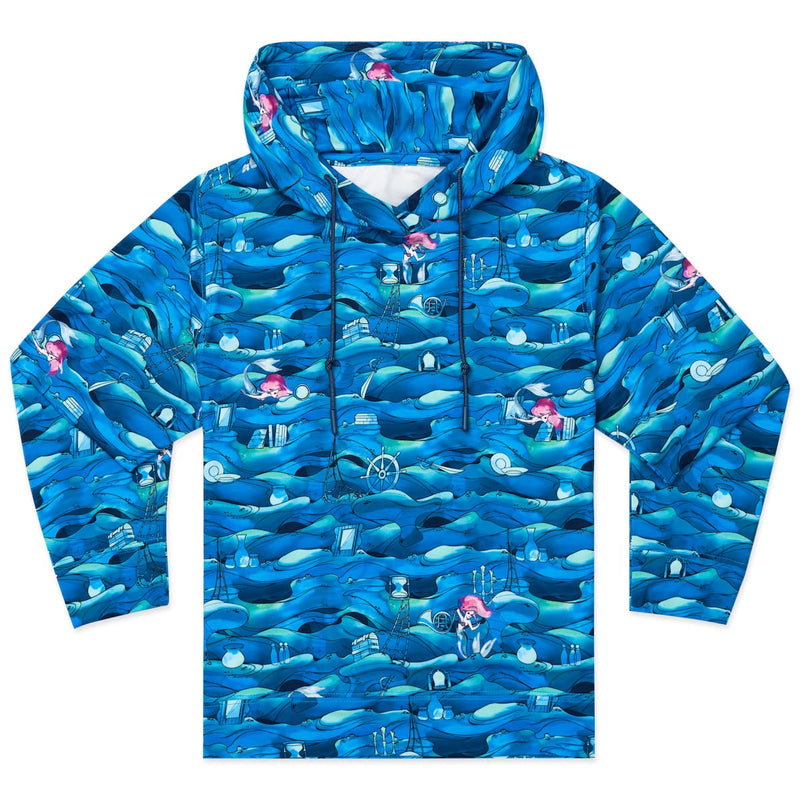 RSVLTS The Secret Grotto Youth Performance Hoodie in Blue — front view