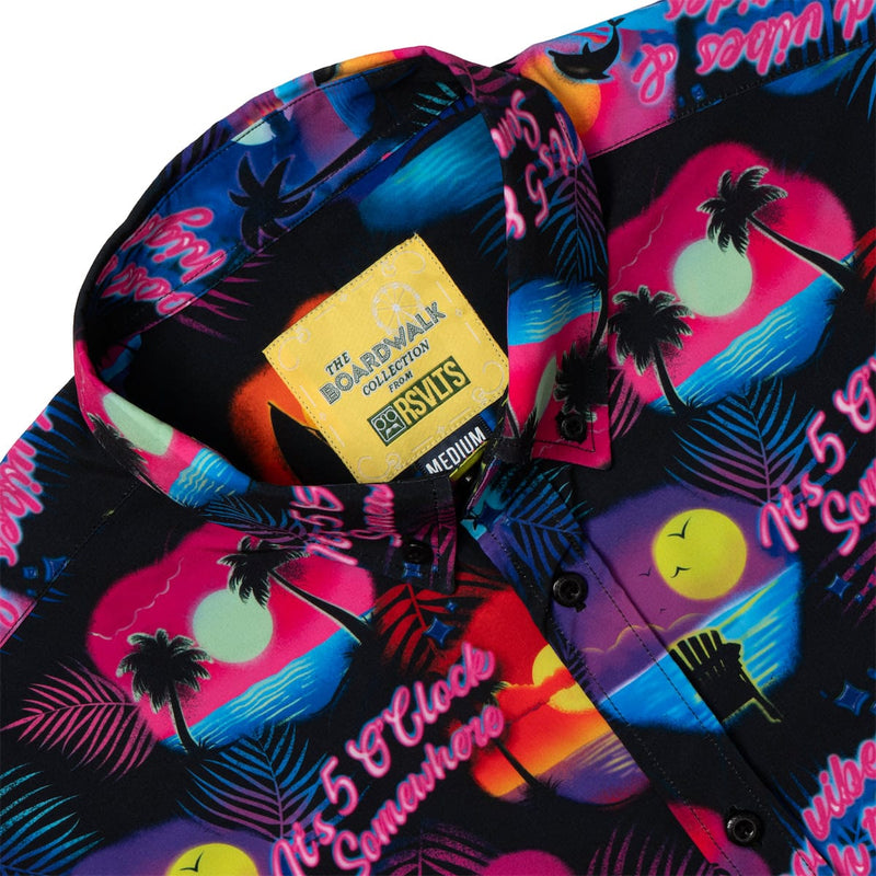 RSVLTS Airbrush Tropic KUNUFLEX Short Sleeve Shirt in Black — detail 4