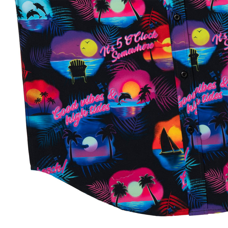 RSVLTS Airbrush Tropic KUNUFLEX Short Sleeve Shirt in Black — detail 5