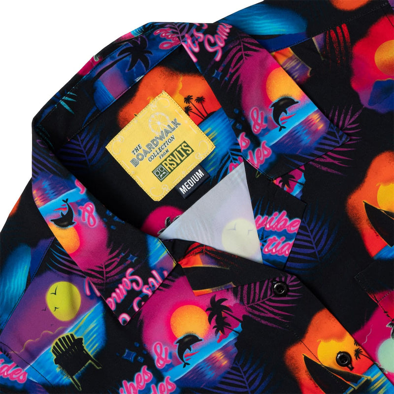 RSVLTS Airbrush Tropic Women's KUNUFLEX Short Sleeve Shirt in Black — detail 3