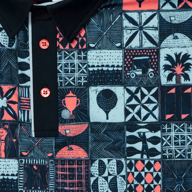 RSVLTS Tee Time Tiles All-Day Polo in Blue — detail 4