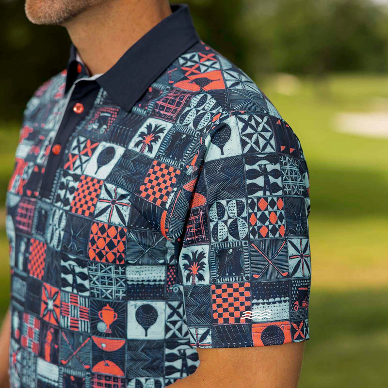 RSVLTS Tee Time Tiles All-Day Polo in Blue — detail 5