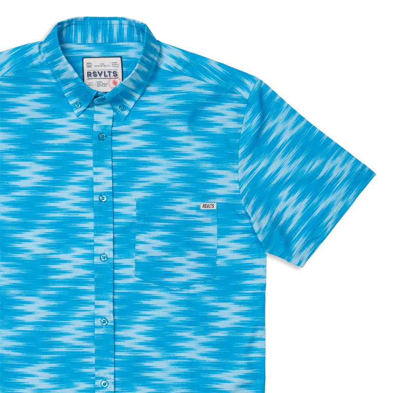 RSVLTS Blue Zags KUNUFLEX Short Sleeve Shirt — front view
