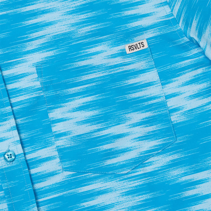 RSVLTS Blue Zags KUNUFLEX Short Sleeve Shirt in Blue — detail 2