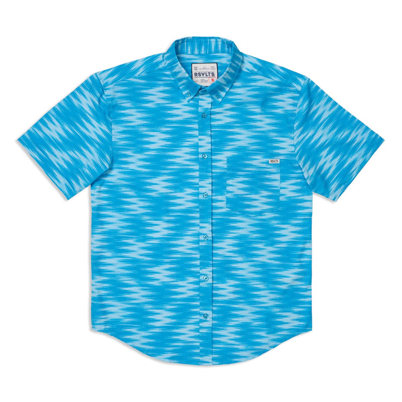 RSVLTS Blue Zags KUNUFLEX Short Sleeve Shirt in Blue — detail 3