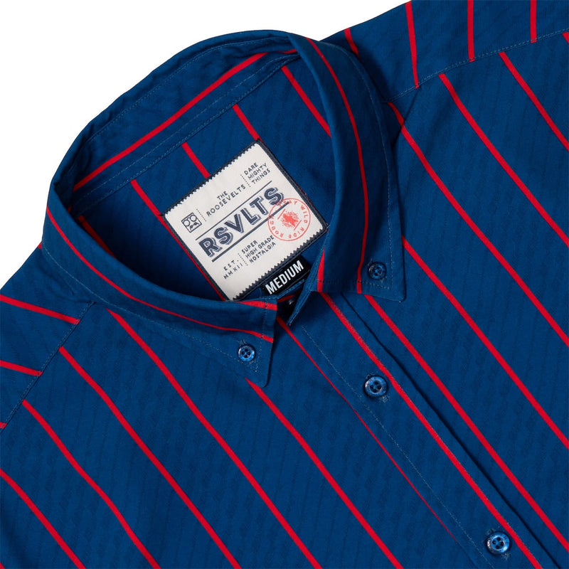 RSVLTS Winstripes KUNUFLEX Short Sleeve Shirt in Blue — detail 4