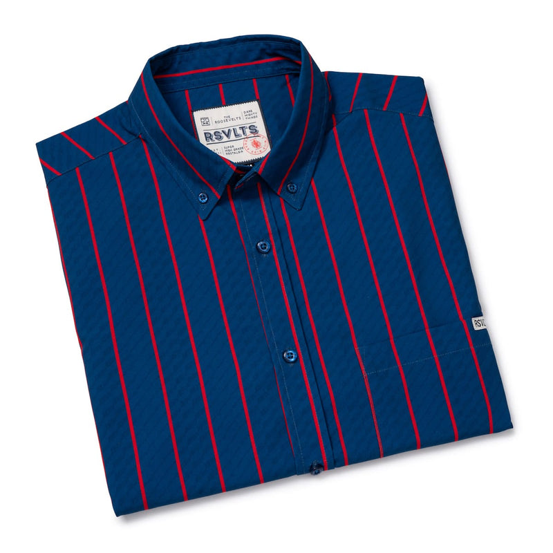 RSVLTS Winstripes KUNUFLEX Short Sleeve Shirt in Blue — detail 6