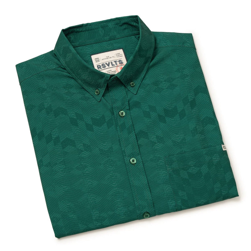 RSVLTS Park Pitch KUNUFLEX Short Sleeve Shirt in Green — detail 6