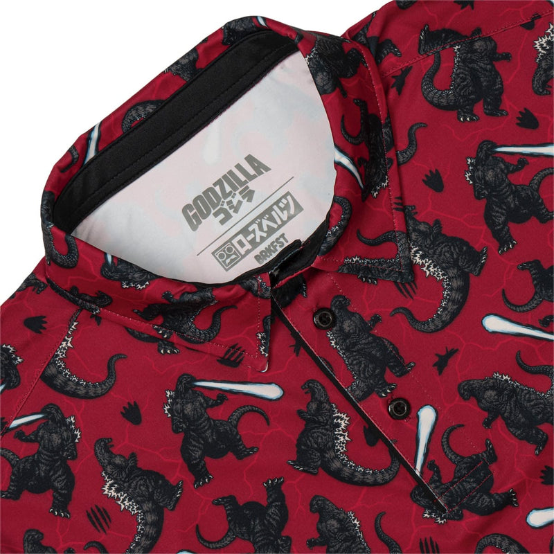RSVLTS Godzilla's Rage All-Day Polo in Red — detail 5