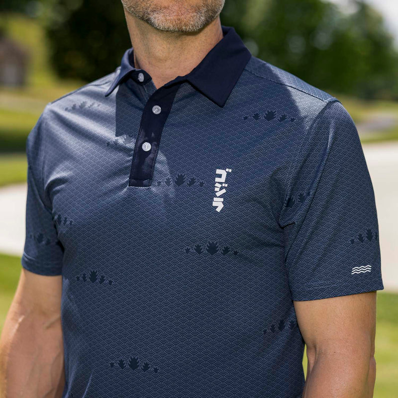 RSVLTS Pacific Coast Kaiju (Navy) All-Day Polo in Gray — detail 4