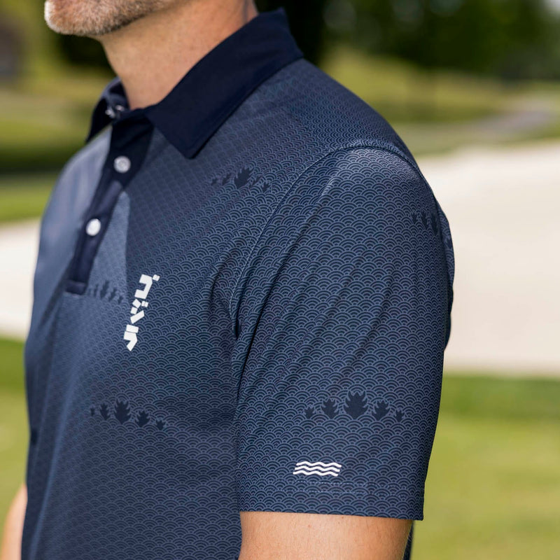 RSVLTS Pacific Coast Kaiju (Navy) All-Day Polo in Gray — detail 6