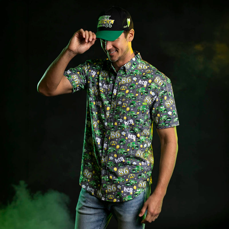 RSVLTS Chick Hicks 86 KUNUFLEX Short Sleeve Shirt in Green — detail 2