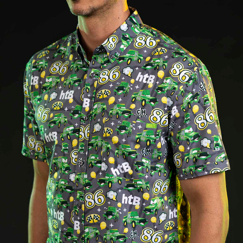 RSVLTS Chick Hicks 86 KUNUFLEX Short Sleeve Shirt in Green — detail 4