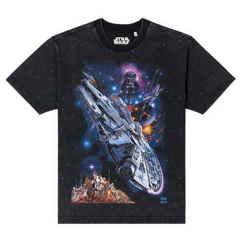 RSVLTS The Fate of the Galaxy Vintage Crewneck Tee in Black — front view