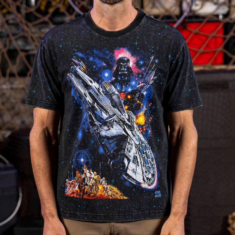 RSVLTS The Fate of the Galaxy Vintage Crewneck Tee in Black — detail 4
